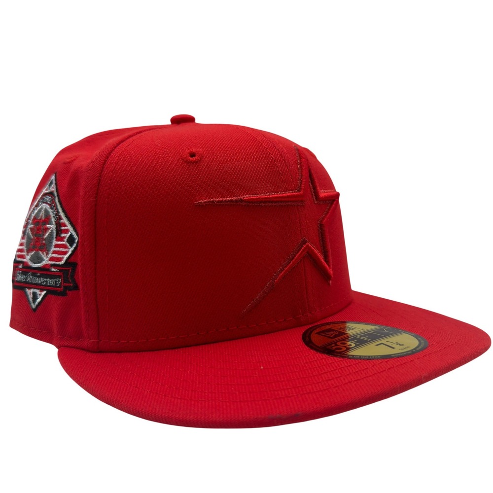 New Era 59FIFTY Houston Astros Red Fitted Hat 7 1/8 Silver Anniversary Patch